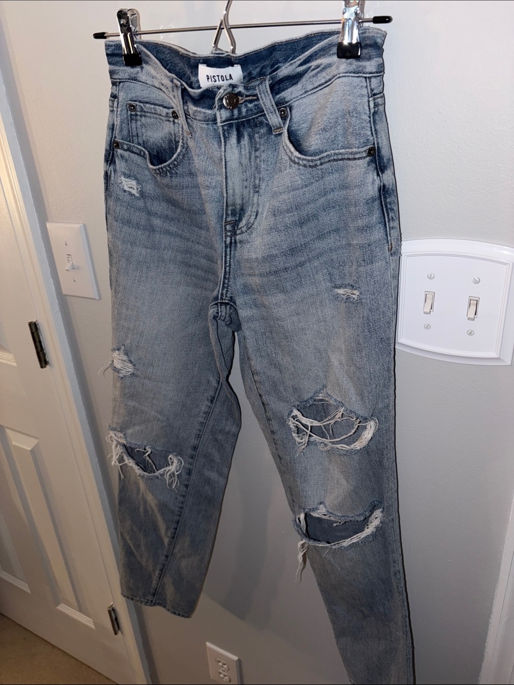 pistola Light Blue Distressed Boyfriend Jeans